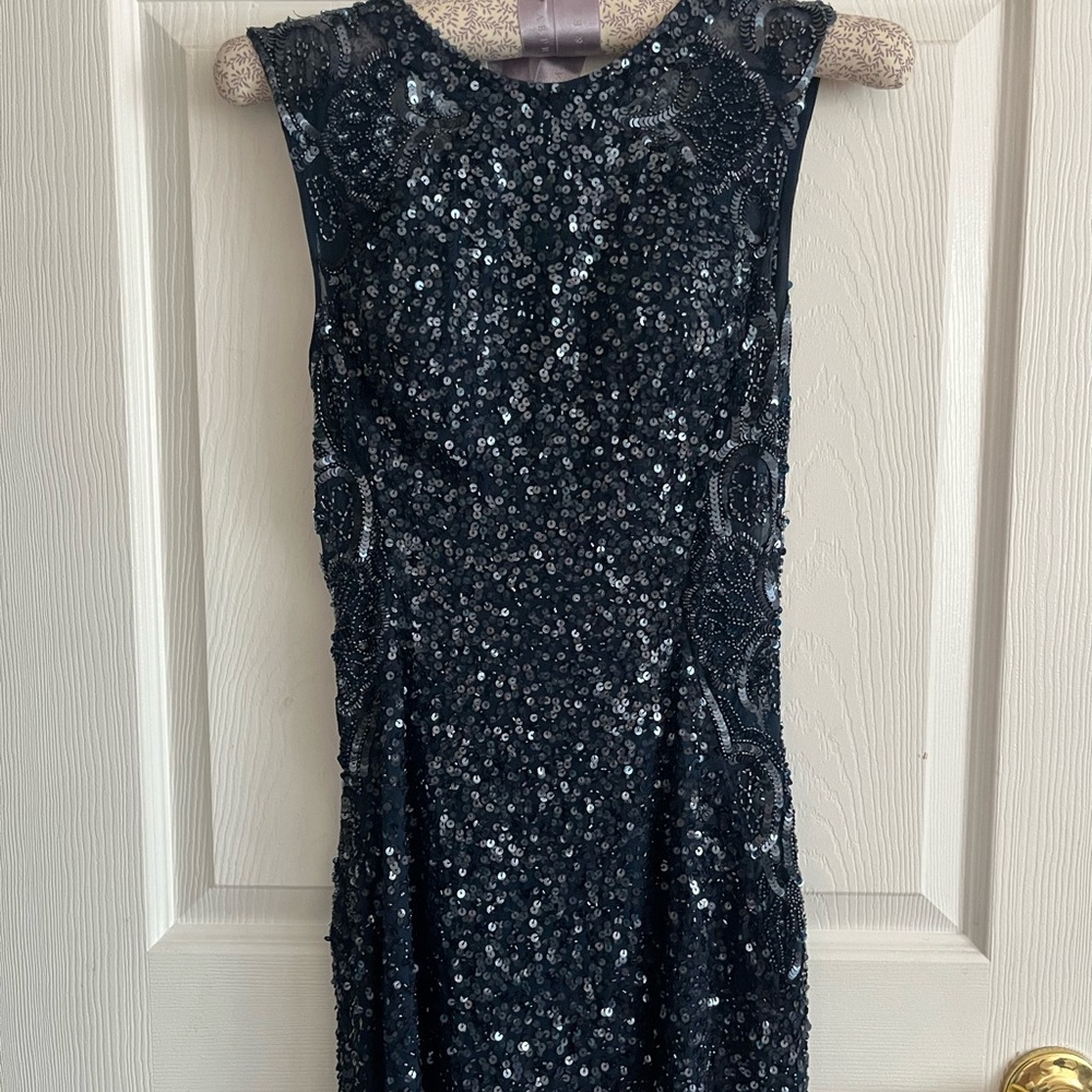 Elegant Navy Sequin Dress